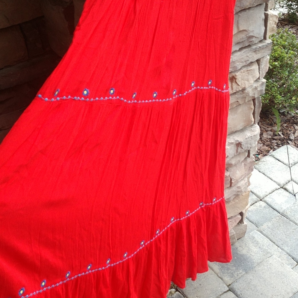 Modcloth Red Embroidered Dress - Picture 4 of 10
